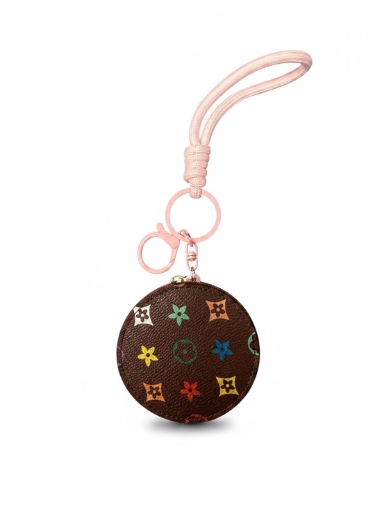 Bag charm / key chain Other - Compact Mirror Multicolor Monogram Keychain /bag charm with Pink wristlet